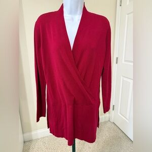 NWT Eileen Fisher Vibrant Red wrap sweater Sz PM